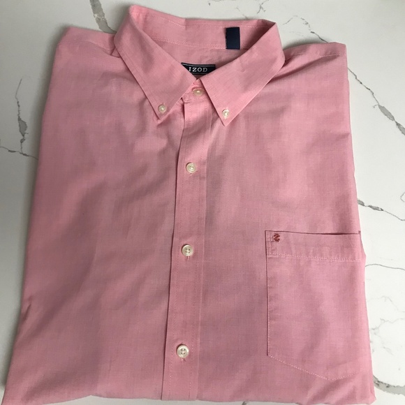 Izod Men’s 💯 % Cotton Button Down Long Sleeve  Pink Dress / Casual Shirt XXL - Picture 1 of 8